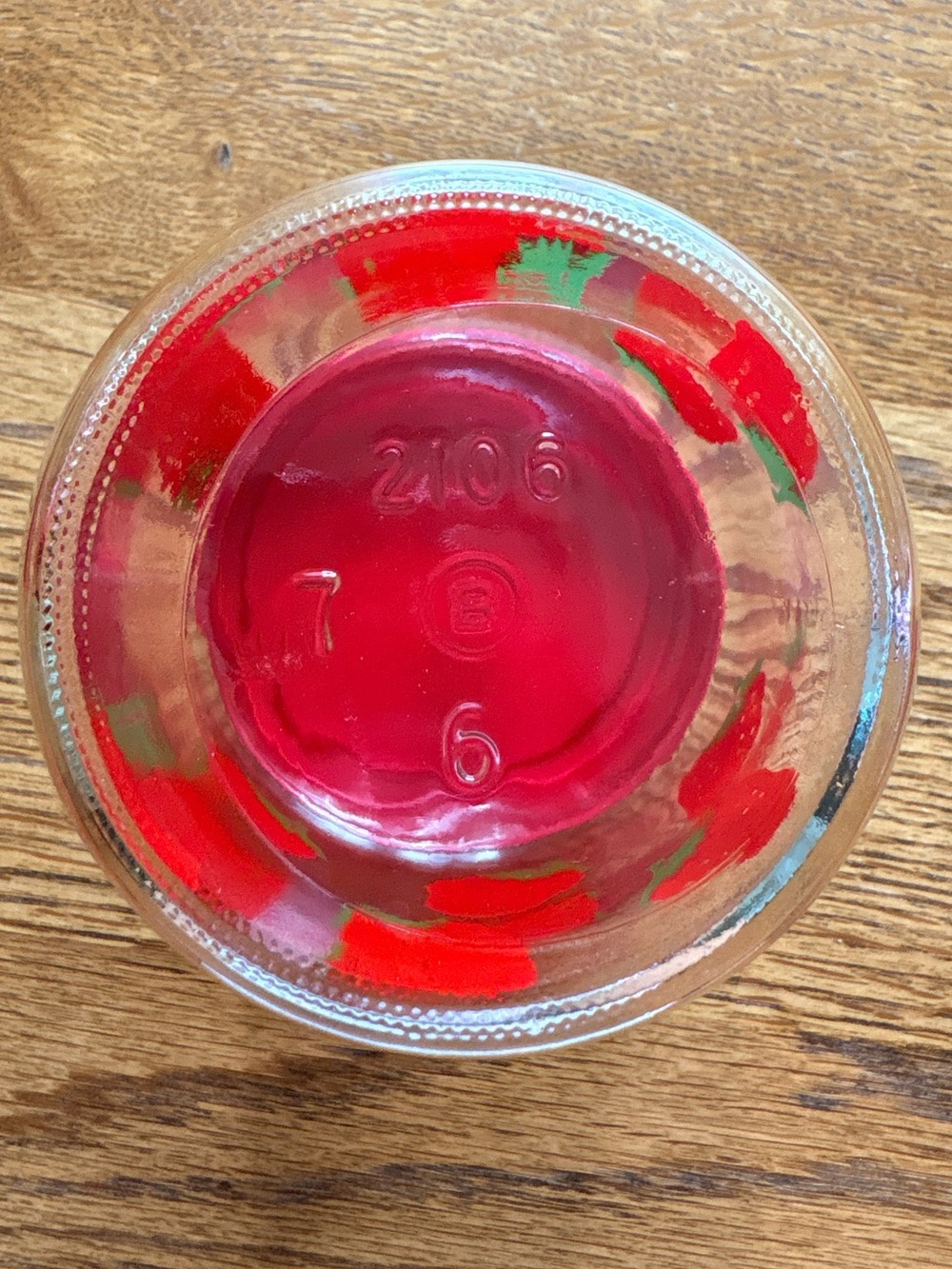 Vintage Red Strawberry Glass Storage Jar with Lid ~14 ozs. - Picture 8 of 13